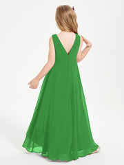 Modern Asymmetrical Junior Bridesmaid Dresses Cowl Neck Green