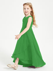 Modern Asymmetrical Junior Bridesmaid Dresses Cowl Neck Green