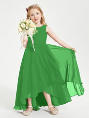 Modern Asymmetrical Junior Bridesmaid Dresses Cowl Neck Green