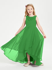 Modern Asymmetrical Junior Bridesmaid Dresses Cowl Neck Green