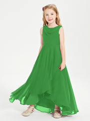 Modern Asymmetrical Junior Bridesmaid Dresses Cowl Neck Green