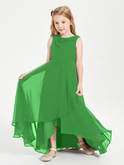 Modern Asymmetrical Junior Bridesmaid Dresses Cowl Neck Green