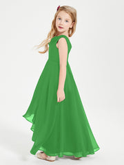 Modern Asymmetrical Junior Bridesmaid Dresses Cowl Neck Green