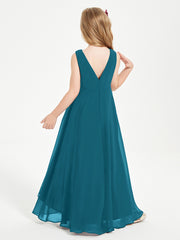 Modern Asymmetrical Junior Bridesmaid Dresses Cowl Neck Ink Blue