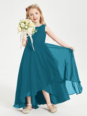 Modern Asymmetrical Junior Bridesmaid Dresses Cowl Neck Ink Blue