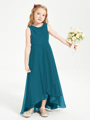 Modern Asymmetrical Junior Bridesmaid Dresses Cowl Neck Ink Blue