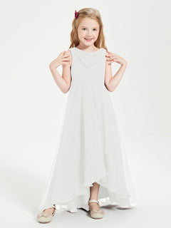 Modern Asymmetrical Junior Bridesmaid Dresses Cowl Neck Ivory