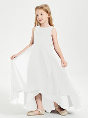 Modern Asymmetrical Junior Bridesmaid Dresses Cowl Neck Ivory