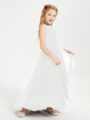 Modern Asymmetrical Junior Bridesmaid Dresses Cowl Neck Ivory