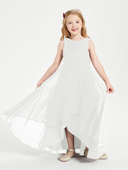 Modern Asymmetrical Junior Bridesmaid Dresses Cowl Neck Ivory