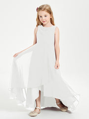 Modern Asymmetrical Junior Bridesmaid Dresses Cowl Neck Ivory