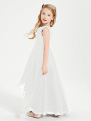 Modern Asymmetrical Junior Bridesmaid Dresses Cowl Neck Ivory
