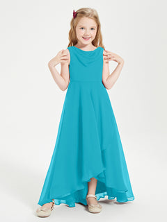 Modern Asymmetrical Junior Bridesmaid Dresses Cowl Neck Jade