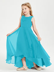 Modern Asymmetrical Junior Bridesmaid Dresses Cowl Neck Jade