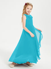 Modern Asymmetrical Junior Bridesmaid Dresses Cowl Neck Jade