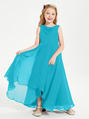 Modern Asymmetrical Junior Bridesmaid Dresses Cowl Neck Jade