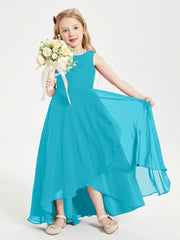 Modern Asymmetrical Junior Bridesmaid Dresses Cowl Neck Jade