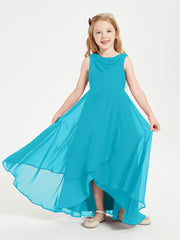 Modern Asymmetrical Junior Bridesmaid Dresses Cowl Neck Jade