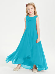 Modern Asymmetrical Junior Bridesmaid Dresses Cowl Neck Jade