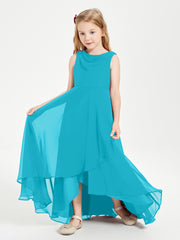 Modern Asymmetrical Junior Bridesmaid Dresses Cowl Neck Jade