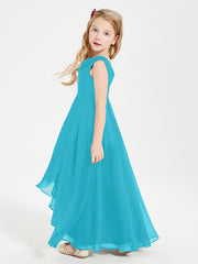 Modern Asymmetrical Junior Bridesmaid Dresses Cowl Neck Jade