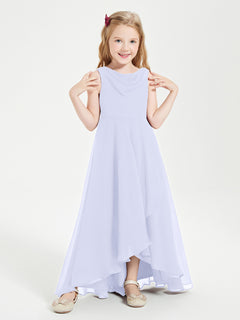 Modern Asymmetrical Junior Bridesmaid Dresses Cowl Neck Lavender