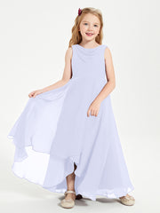 Modern Asymmetrical Junior Bridesmaid Dresses Cowl Neck Lavender