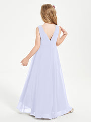 Modern Asymmetrical Junior Bridesmaid Dresses Cowl Neck Lavender