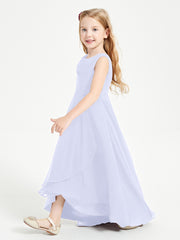 Modern Asymmetrical Junior Bridesmaid Dresses Cowl Neck Lavender