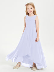 Modern Asymmetrical Junior Bridesmaid Dresses Cowl Neck Lavender