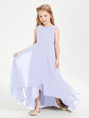 Modern Asymmetrical Junior Bridesmaid Dresses Cowl Neck Lavender