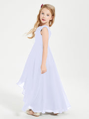 Modern Asymmetrical Junior Bridesmaid Dresses Cowl Neck Lavender