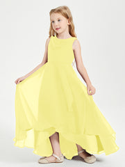 Modern Asymmetrical Junior Bridesmaid Dresses Cowl Neck Lemon
