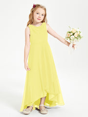 Modern Asymmetrical Junior Bridesmaid Dresses Cowl Neck Lemon