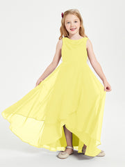 Modern Asymmetrical Junior Bridesmaid Dresses Cowl Neck Lemon