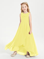 Modern Asymmetrical Junior Bridesmaid Dresses Cowl Neck Lemon