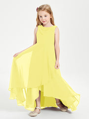 Modern Asymmetrical Junior Bridesmaid Dresses Cowl Neck Lemon