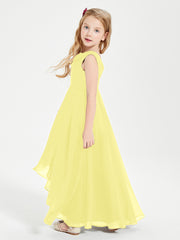 Modern Asymmetrical Junior Bridesmaid Dresses Cowl Neck Lemon