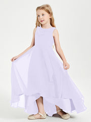 Modern Asymmetrical Junior Bridesmaid Dresses Cowl Neck Lilac