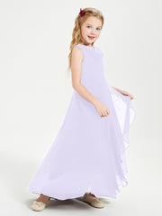 Modern Asymmetrical Junior Bridesmaid Dresses Cowl Neck Lilac