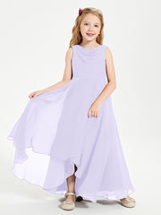 Modern Asymmetrical Junior Bridesmaid Dresses Cowl Neck Lilac