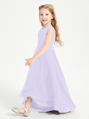 Modern Asymmetrical Junior Bridesmaid Dresses Cowl Neck Lilac