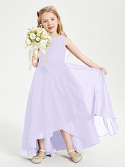 Modern Asymmetrical Junior Bridesmaid Dresses Cowl Neck Lilac