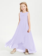 Modern Asymmetrical Junior Bridesmaid Dresses Cowl Neck Lilac