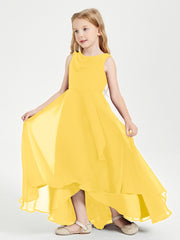 Modern Asymmetrical Junior Bridesmaid Dresses Cowl Neck Marigold