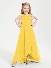 Modern Asymmetrical Junior Bridesmaid Dresses Cowl Neck Marigold
