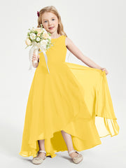 Modern Asymmetrical Junior Bridesmaid Dresses Cowl Neck Marigold