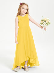 Modern Asymmetrical Junior Bridesmaid Dresses Cowl Neck Marigold