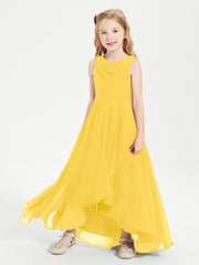 Modern Asymmetrical Junior Bridesmaid Dresses Cowl Neck Marigold