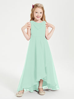 Modern Asymmetrical Junior Bridesmaid Dresses Cowl Neck Mint Green